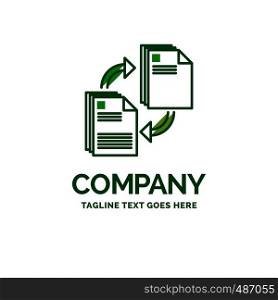 sharing, share, file, document, copying Flat Business Logo template. Creative Green Brand Name Design.