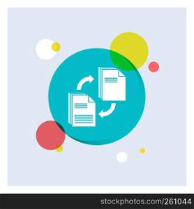 sharing, share, file, document, copying White Glyph Icon colorful Circle Background