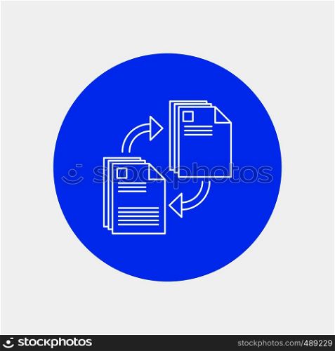 sharing, share, file, document, copying White Line Icon in Circle background. vector icon illustration. Vector EPS10 Abstract Template background