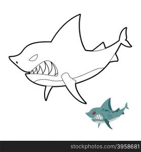 Shark coloring book. Angryl underwater animal. Vector illustration&#xA;