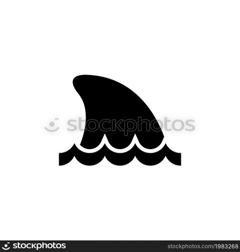 Shark Fin in Water, Ocean or Sea Predator. Flat Vector Icon illustration. Simple black symbol on white background. Shark Fin in Water, Sea Predator sign design template for web and mobile UI element. Shark Fin in Water, Ocean or Sea Predator. Flat Vector Icon illustration. Simple black symbol on white background. Shark Fin in Water, Sea Predator sign design template for web and mobile UI element.