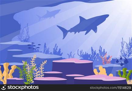 Shark Fish Marine Animals Coral Reef Underwater Sea Ocean Illustration