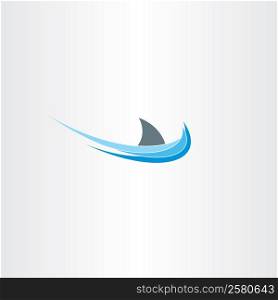 shark sign sea water wave icon label