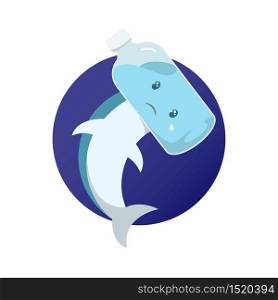 Shark with head bottle. concept of plastic ocean pollution. vector illustration