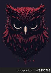 Sharp and Smooth  Monochromatic Red Owl Illustration for T-Shirt Design
