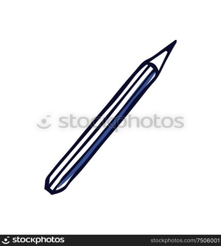 Sharp pencil for writing office supply vector. Isolated icon of tool to record information down on paper. Stylo with graphite monochrome sketch outline. Pen with Ink for Writing Office Supply Vector