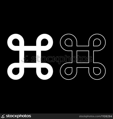 Sharp symbol Hashtag Label Tag icon outline set white color vector illustration flat style simple image
