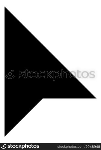Sharp triangle arrowhead icon. Black web pointer isolated on white background. Sharp triangle arrowhead icon. Black web pointer
