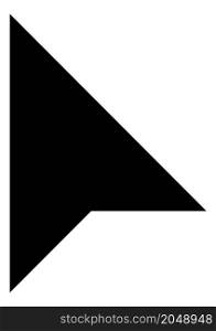 Sharp triangle arrowhead icon. Black web pointer isolated on white background. Sharp triangle arrowhead icon. Black web pointer