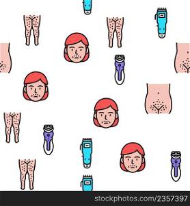 Shave Treat Accessory Vector Seamless Pattern Thin Line Illustration. Shave Treat Accessory Vector Seamless Pattern