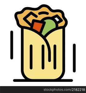 Shawarma sandwich icon. Outline shawarma sandwich vector icon color flat isolated. Shawarma sandwich icon color outline vector