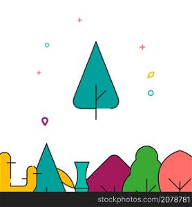 Sheared triangle park tree filled line vector icon, simple illustration, forest, garden related bottom border.. Sheared triangle park tree filled line icon, simple vector illustration