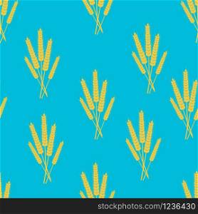 Sheaves of ears of grain crops, wheat, rye. Seamless pattern. Blue background. Sheaves of ears of grain crops, wheat, rye. Seamless pattern.
