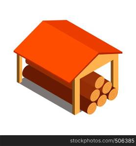 Shed icon in isometric 3d style isolated on white background . Shed icon, isometric 3d style