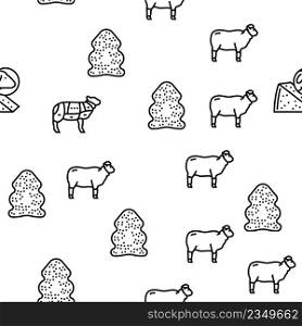 Sheep Breeding Farm Business Vector Seamless Pattern Thin Line Illustration. Sheep Breeding Farm Business Vector Seamless Pattern