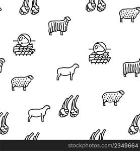 Sheep Breeding Farm Business Vector Seamless Pattern Thin Line Illustration. Sheep Breeding Farm Business Vector Seamless Pattern