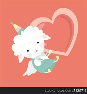 Sheep cupid character. Valentine’s Day concept. 