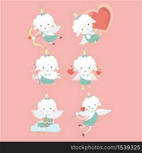 Sheep cupid set.Concept for the Valentines Day.