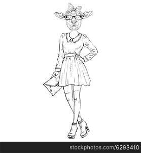 Sheep dressed up in girly style, anthropomorphic design