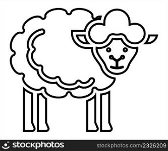 Sheep Icon, Animal Icon, Ovis Aries, Ruminant Mammal Vector Art Illustration