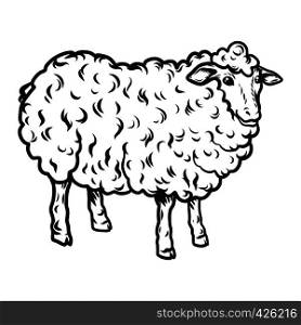Sheep icon. Hand drawn illustration of sheep vector icon for web design. Sheep icon, hand drawn style