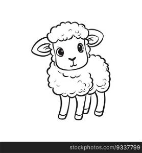 sheep in doodle simple style on white background