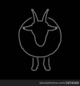 Sheep neon sign. Bright glowing symbol on a black background. Neon style icon.