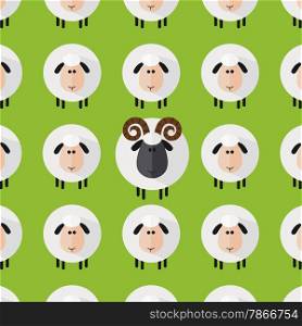 Sheep With Aries Pattern.Modern Flat Design