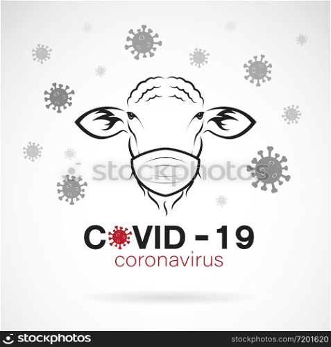 Sheeps wearing a mask to protect against the covid-19 virus., Breathing mask on sheep face flat vector icon for apps and websites. Easy editable layered vector illustration.
