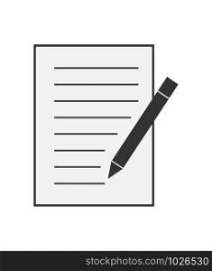 Sheet and a pen. Icon for design and decoration of sites and applications, flat design.