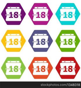 Sheet calendar icons 9 set coloful isolated on white for web. Sheet calendar icons set 9 vector