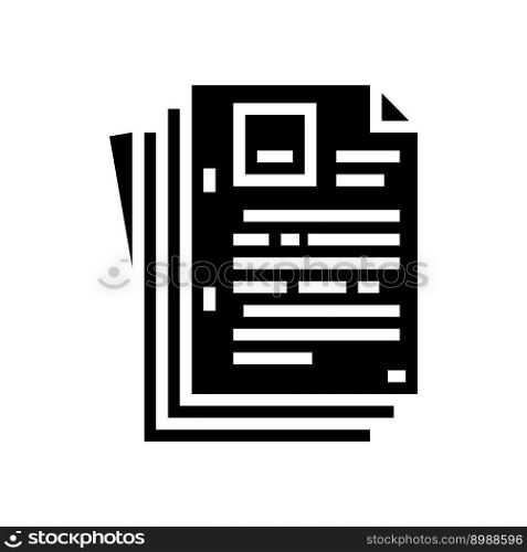 sheet document paper glyph icon vector. sheet document paper sign. isolated symbol illustration. sheet document paper glyph icon vector illustration
