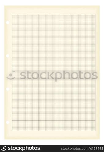 Sheet of a4 graph paper with aged grunge illustration effect
