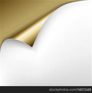 Sheet of golden paper with a curl