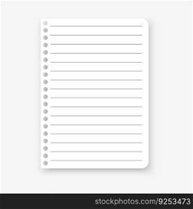 Sheet of notebook in realistic style on gray background. Vector illustration. EPS 10.. Sheet of notebook in realistic style on gray background. Vector illustration.