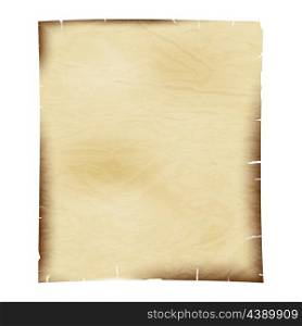 Sheet of old paper on a white background