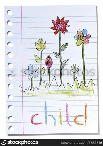 Sheet of paper with child illustration