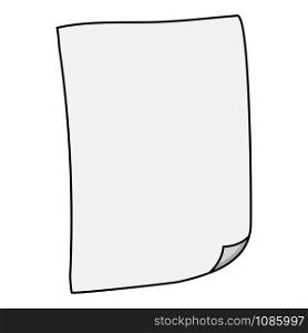sheet of paper with folded corner. empty white piece of writing office supply. vector illustration in cartoon style