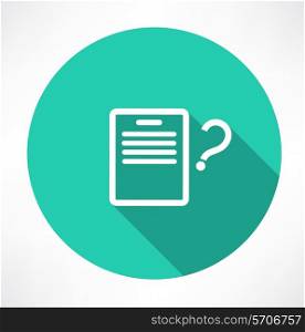 sheet with a question mark icon. Flat modern style vector illustration