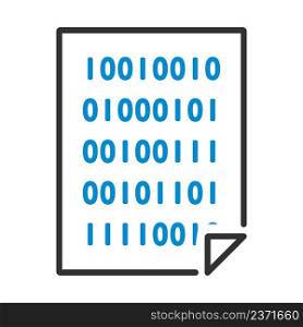 Sheet With Binary Code Icon. Editable Bold Outline With Color Fill Design. Vector Illustration.