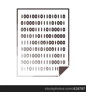 Sheet With Binary Code Icon. Flat Color Ladder Design. Vector Illustration.