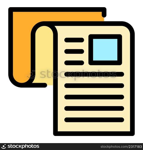 Sheet writing icon. Outline sheet writing vector icon color flat isolated. Sheet writing icon color outline vector