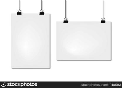 sheets a4 hanging shadow mockup set, vector isolated. sheets a4 hanging mockup set, vector isolated