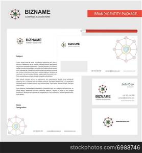 Sheild protected Business Letterhead, Envelope and visiting Card Design vector template