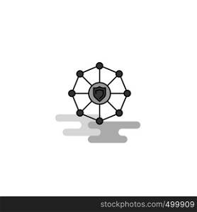 Sheild protected Web Icon. Flat Line Filled Gray Icon Vector
