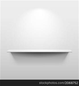 Shelf on the wall with light and shadow in empty white room