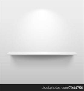 Shelf with light and shadow in empty white room