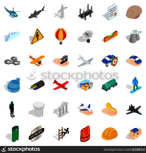 Shell icons set. Isometric style of 36 shell vector icons for web isolated on white background. Shell icons set, isometric style