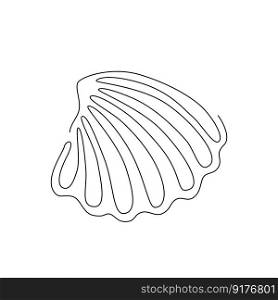 SHELL LINE ART. Vector seashell. Continuous Line Drawing Vector for print poster, card, sticker tattoo. Single line art. One Line Hand Drawn Illustration of Sea Shell. Simple outline style. SHELL LINE ART. Vector sea shell. Continuous Line Drawing Vector Illustration