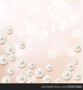 Shell Particles Realistic Composition. Shell pearl realistic composition of cumbersome blurry shell bubble particles and light silhouettes with shadows vector illustration